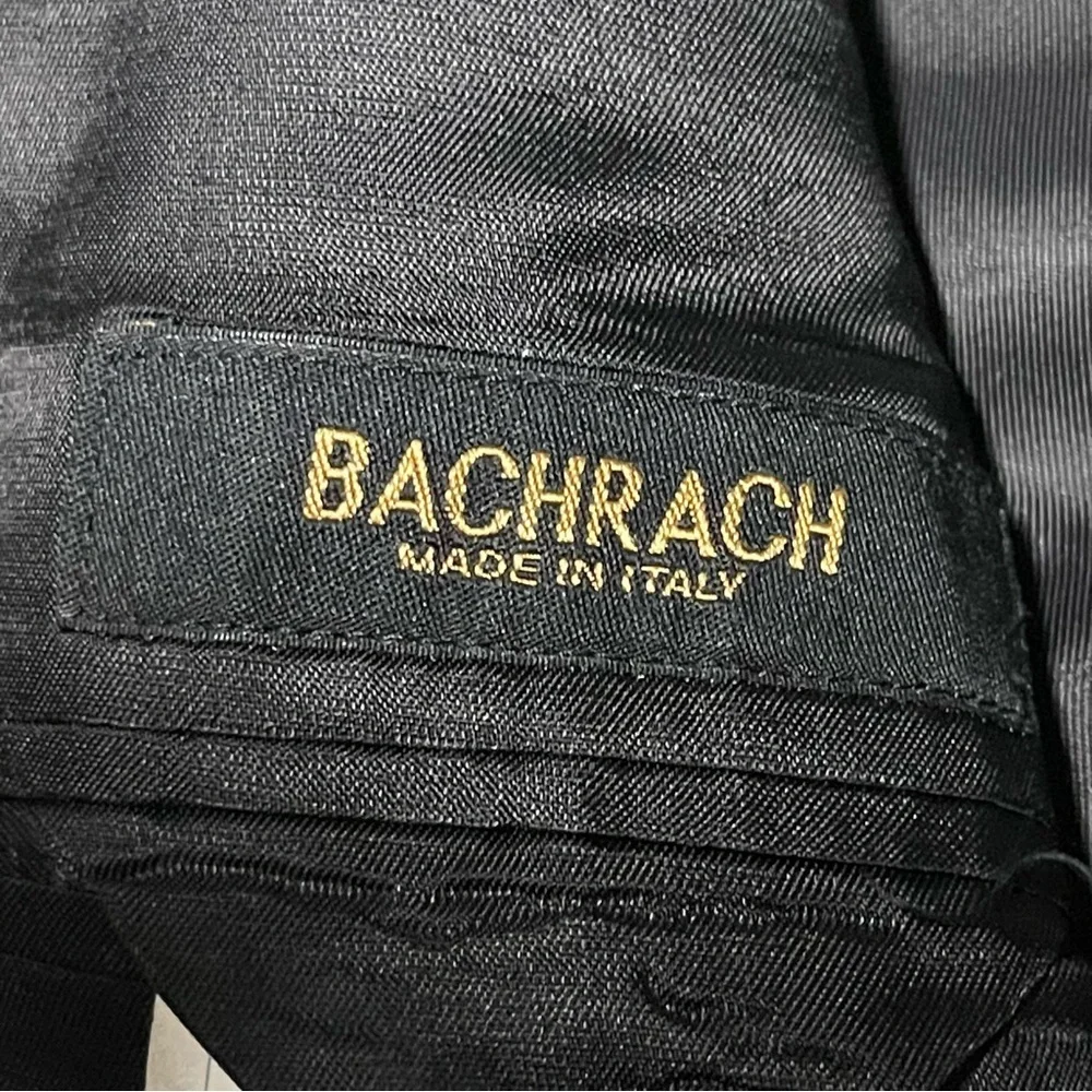 Bachrach Mens Sz 40S Blazer Made in Italy Grey Check Wool 3-Button VTG Corpcore